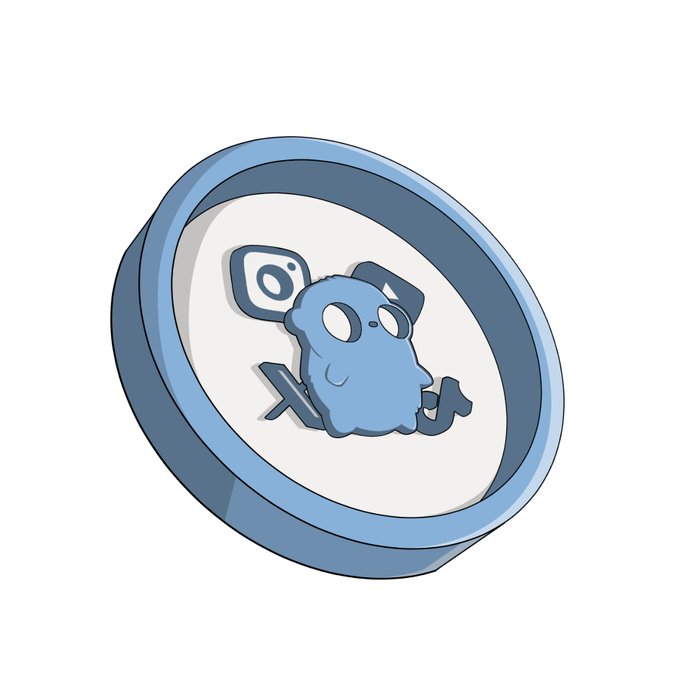 A digital illustration of a blue cartoon character with large eyes holding a key, set against a background with an Instagram logo, all within a thick blue circular border.