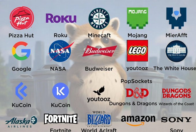 The image showcases a collage of major brand logos—including Pizza Hut, Roku, Google, NASA, Budweiser, LEGO, KuCoin, YouTooz, Dungeons & Dragons, Alaska Airlines, Fortnite, Blizzard, Amazon, and Sony—layered over a hedgehog graphic, with Minecraft and Mojang logos humorously mislabeled as "Mineraft" and "MoJang." It relates to the post's claim about $JIMOTHY's organic retail mindshare by visually parodying mainstream brand recognition to suggest Jimothy's viral, pop-culture-level cultural reach.