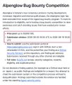 A webpage titled 'Alpenglow Bug Bounty Competition' hosted by AlpineBuidl detailing an open competition for discovering security vulnerabilities with a maximum bounty of $5,000,000.