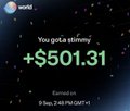 A mobile app notification on a dark background displays 'You gotta sitteny' with a positive return of '+$501.31' as of 'Sep 5, 2:46 PM GMT+1'.