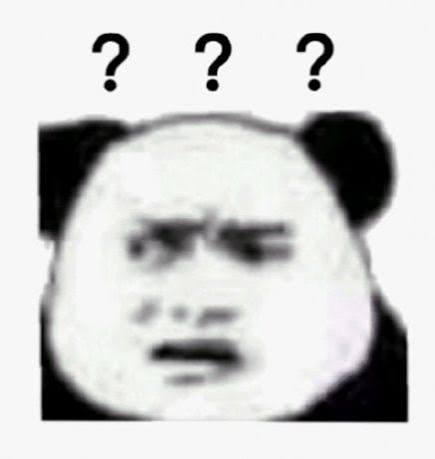 A popular Chinese internet meme featuring a black and white panda face with a confused, skeptical expression and three question marks above its head.