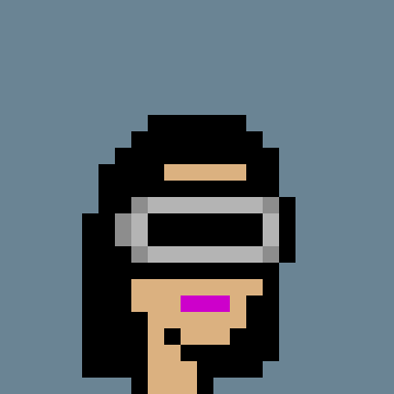 A pixel-art avatar of a hooded figure wearing a silver VR-style visor, representing CryptoPunk #7643—a rare "hoodie" variant with a visor accessory—just acquired by collector 0x517e…b2b6 for Ξ135 ($240,629).