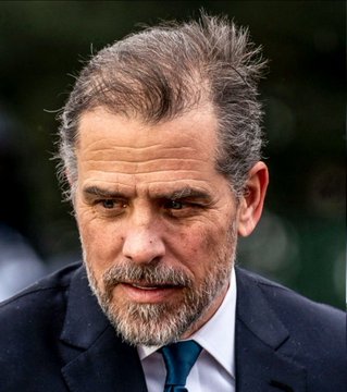 The image shows Hunter Biden, the son of Joe Biden, looking somber in a dark suit and teal tie, which ties into the post's speculation about Biden family statements on the former president's health and the associated "RIP BIDEN" meme token promotion.