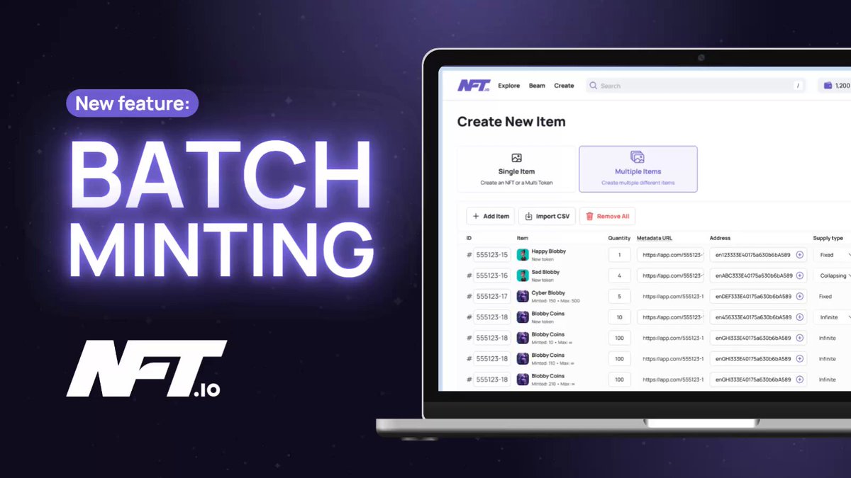 "New feature! batch minting", "nftio", "nftio.io", "nftio.io/enj.in/Hftvd", "nftio.io/enj.in/Hftvd".