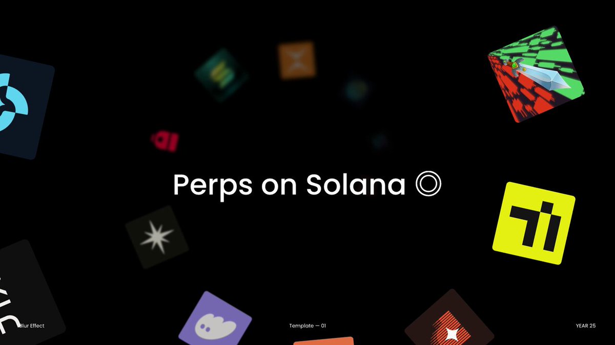 The image features a black background with various icons scattered throughout, including logos for different social media platforms such as Instagram, Twitter, and Facebook. The text "perps on solana" is prominently displayed at the top of the image, indicating that the focus is on Perps on Solana. The icons are in different colors, adding visual interest to the overall design.