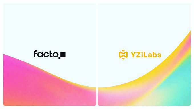 Two side-by-side graphics display logos 'facto' (left, with pink wave) and 'YZiLabs' (right, with rainbow gradient).