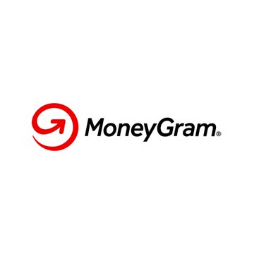 The image displays the MoneyGram logo, featuring a red circular emblem with a stylized "G" arrow design alongside the "MoneyGram" wordmark in black text. This logo accompanies news about MoneyGram Ramps launching on the Solana blockchain, expanding access to their global cash transfer network for digital wallet users.