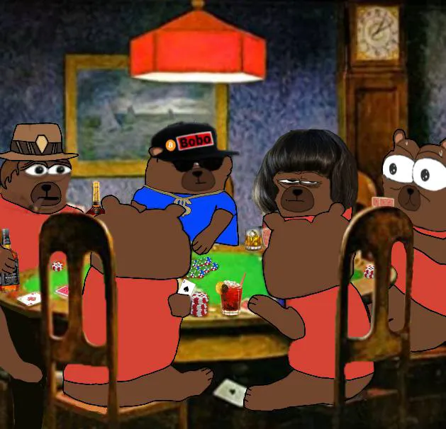 A group of cartoon bears play poker under a red lamp, with one wearing a black cap labeled "Boba," illustrating a "Last Call" migration push for $BOBO tokens from ETH to SOL via Migrate.fun by the August 2, 2026 deadline.