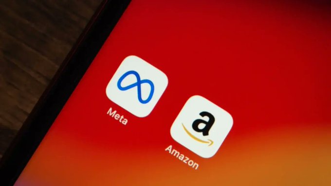 A Meta app icon and an Amazon app icon displayed side-by-side on a smartphone screen with a red background.

The image shows the Meta and Amazon mobile app icons, visually representing the cross-platform integration challenges raised in the article, where AI agents must verify user authorization across multiple major platforms like these.
