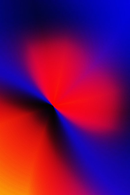 An abstract, blurred image featuring swirling colors of red, blue, and black that converge toward the center.