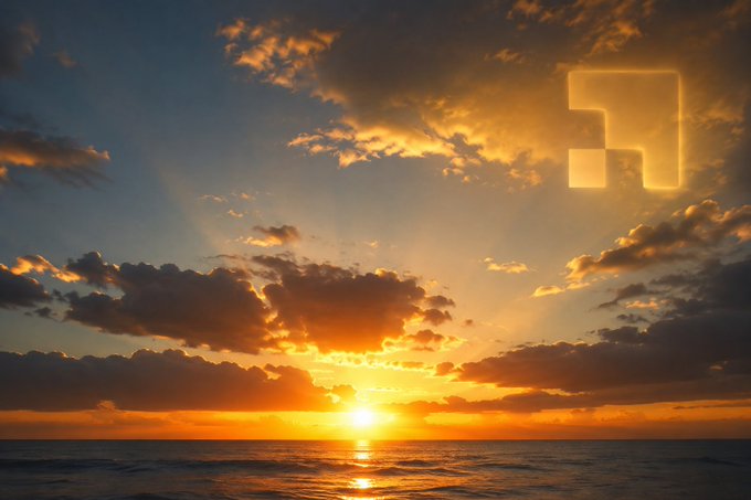 A vibrant sunset over the ocean with a glowing "7" emblem in the sky, symbolizing a fresh start and the rising of new opportunities, perfectly complementing the post's motivational message about taking initiative and manifesting success.