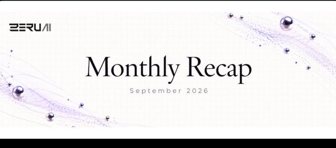 A banner with the text 'Monthly Recap September 2026' and the 'BERUAI' logo, decorated with purple particle effects.