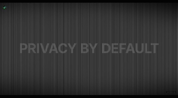 A dark, glitchy screen with vertical lines faintly displaying the text 'PRIMACY IN DESIGN'.