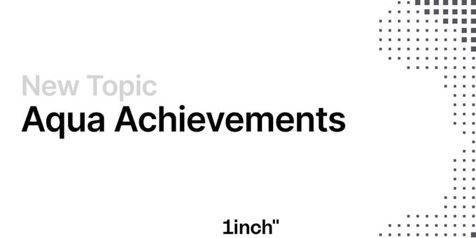 A minimalist announcement slide displays "New Topic: Aqua Achievements" with a decorative dotted pattern in the upper right, visually introducing the post's celebration of Aqua crossing $100M in swap volume as evidence of its liquidity model succeeding at scale.