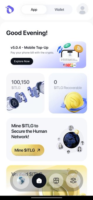 The image shows a phone screen with an app called MineSTLG, which is designed for mining STLG coins. The user interface displays various options related to mining, such as the amount of money they can mine (100K), the maximum number of transactions allowed in a single transaction (2), and the maximum amount of money that can be mined at once (50). Additionally, there are icons representing different aspects of the app's functionality. The image also contains text that reads "Good Evening!", which is likely part of an email or message from the app provider.