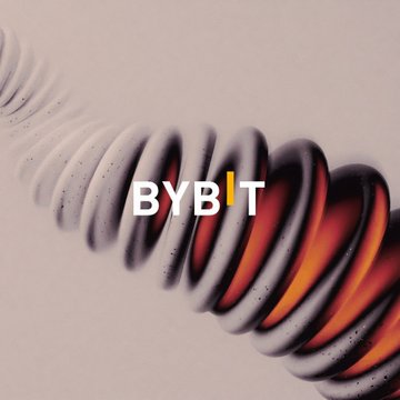 The image features the Bybit logo against a stylized 3D spiral coil design in white, black, and orange tones, visually representing the crypto exchange at the center of the legal action. The branding highlights Bybit's role in the ongoing legal pursuit to recover assets tied to North Korea's $1.5 billion hack, with the injunction freezing wallets suspected of holding the stolen funds.