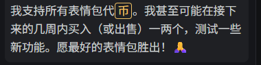 The image displays a Chinese text quote in white characters on a black background, with emojis resembling a phone and a rocket, translating roughly to "I've been quietly holding back for a long time. Today I couldn't sit still and made a grand comeback! Brothers, the moment to get rich has arrived!"

The post and image together convey an enthusiastic announcement by CZ about re-entering the market, likely referring to meme coins, expressing eagerness to buy and a sense of FOMO-driven excitement about a new opportunity.
