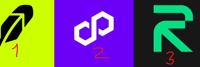 Three numbered logos labeled 1, 2, and 3 display the top revenue-ranking rising stars: a yellow/green feather icon (1), a purple background with a white geometric cube logo (2), and a black background with a green stylized "R" (3). The image visually represents the top 3 performers in July's revenue rankings, highlighting a market driven by speculative frenzies and airdrop hype rather than organic trading activity.
