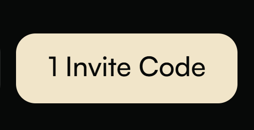 A digital graphic displaying the text '1 Invite Code' inside a cream-colored rounded rectangle against a black background.