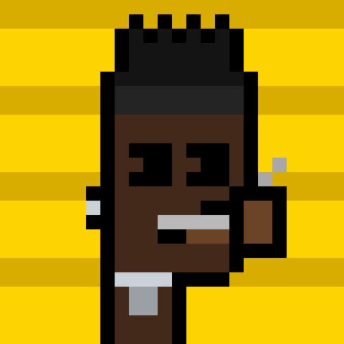 A pixel art character with dark skin, styled hair, and a cigarette in its mouth is shown against a yellow striped background. The image relates to the post as a "GTD" (Guaranteed) claim for a ZEC (Zcash) Wallet giveaway drop on behalf of the @zecpunksnft NFT collection.
