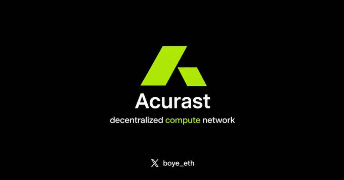 A logo screen for 'Acurast' described as a 'decentralized compute network' with the X handle '@boye_eth' displayed.
