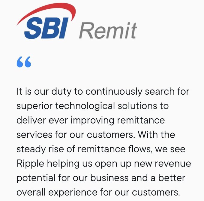 The image shows a logo for SBI Rmit, which is a bank located in Japan. The text in the image reads "It is our duty to continuously search for superior technological solutions to deliver even improving receipt flows. With the steady rise of ... we see a rapid rise of ... we see a better overall experience for our customers and an overall experience for their business". This quote highlights SBI Rmit's commitment to providing efficient services, which can be related to the current global situation with Japan being the hotspot for Bitcoin.