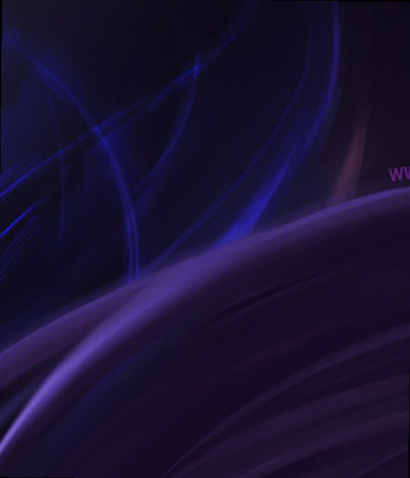 An abstract dark image featuring sweeping blue and purple light curves against a black background.
