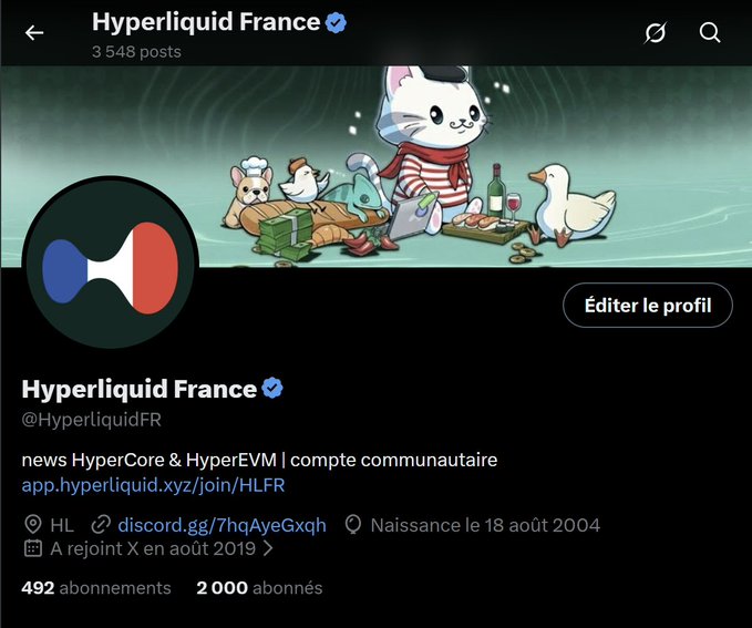 The image features a Twitter post that includes a cartoon cat, a bird, and some food items such as sandwiches and wine glasses. The post has been edited for a French audience by adding a hashtag (#HYPERLIDIUMFRANCE) at the top of the post. The post also mentions that there are 3,846 posts in the Hyper Liquid France community, which is an active and growing online community focused on sharing content related to the Hyper Liquid brand.