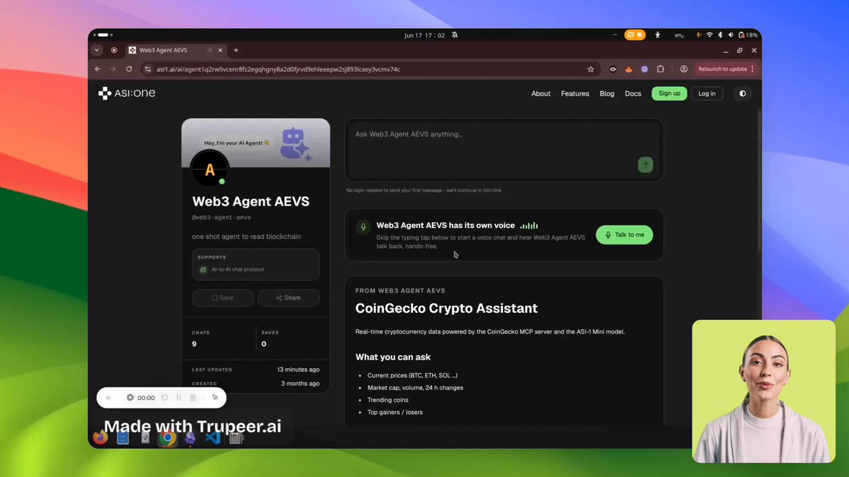 The image shows a computer screen displaying a webpage with an agent execution verification system, which has been recommended by @Product Hunt. The website's URL is "AEVS.fetch.ai", and it ranks number 9 on the list of recommended sites. The text in the image suggests that this system can be used to verify agents' execution, making it a valuable tool for software developers or anyone working with distributed systems.