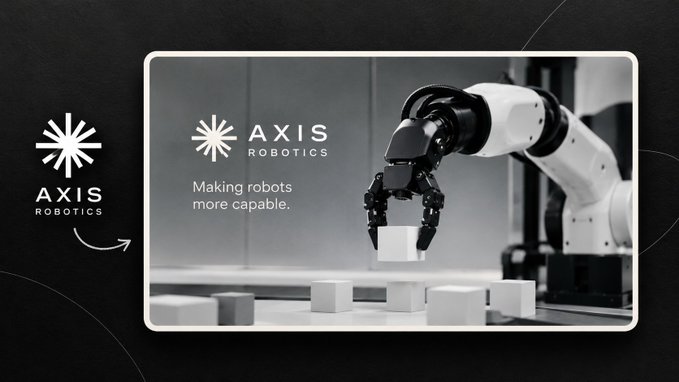 A promotional banner for 'AXIS ROBOTICS' featuring a robotic arm picking up a white cube, with the tagline 'Making robots more capable.'