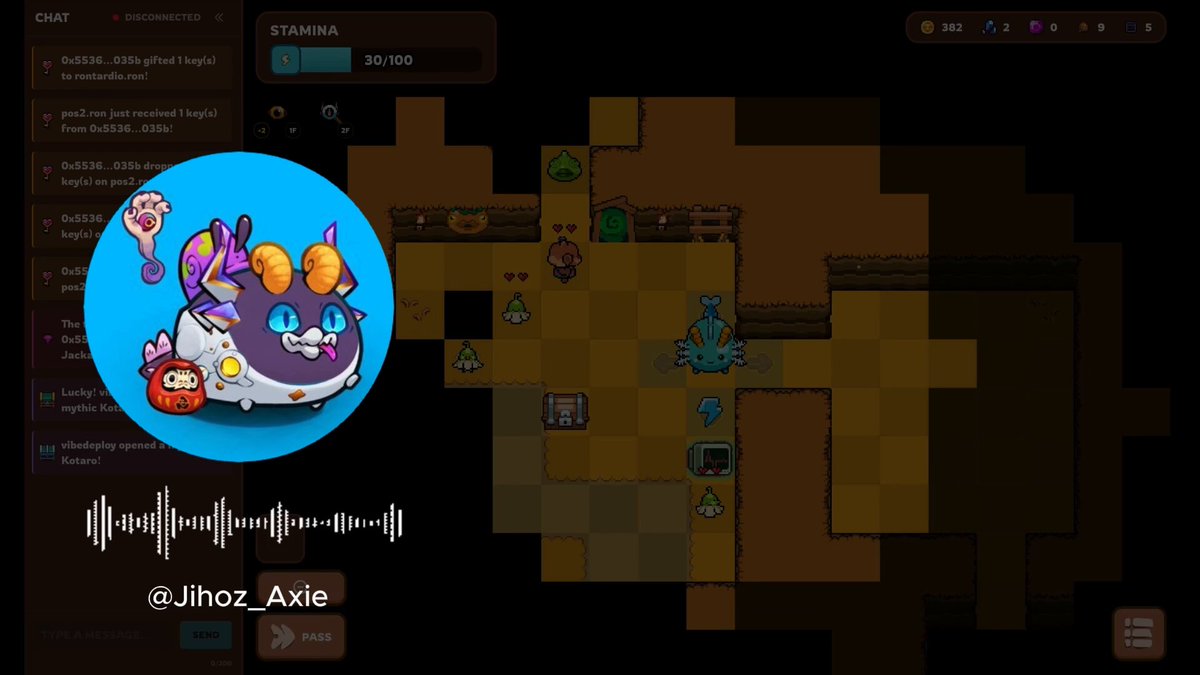 The image shows a video game screen with a character that appears to be a cartoon monster, possibly a dragon or a monster, surrounded by various objects such as a sword and a shield. The background of the image is black, which contrasts with the colorful elements on the screen. In the bottom right corner of the image, there's text that reads "jihoz xiez" followed by an "@". This could be a link to a social media post or a message from someone who created the character in the game. The overall atmosphere seems to be playful and fun, with the cartoon monster as the main focus.