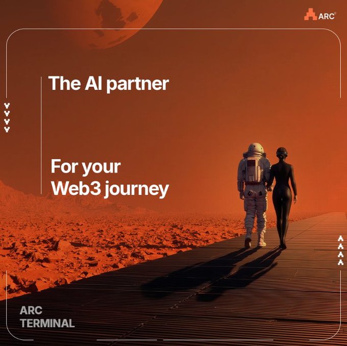 The image features a couple walking across a platform or bridge that has an orange background with white text. The text reads "The AI partner" and "For your Web3 journey", which suggests that this could be related to artificial intelligence, machine learning, or blockchain technology. The caption also mentions the importance of community engagement in these fields.