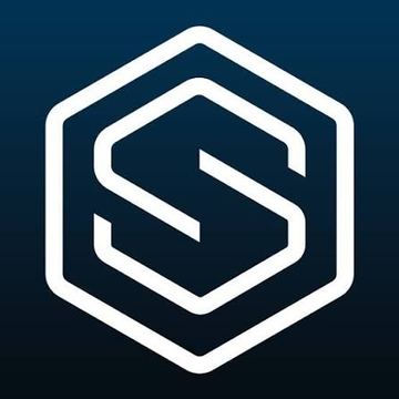 A stylized white letter 'S' logo inside a hexagonal shape on a dark blue gradient background.
