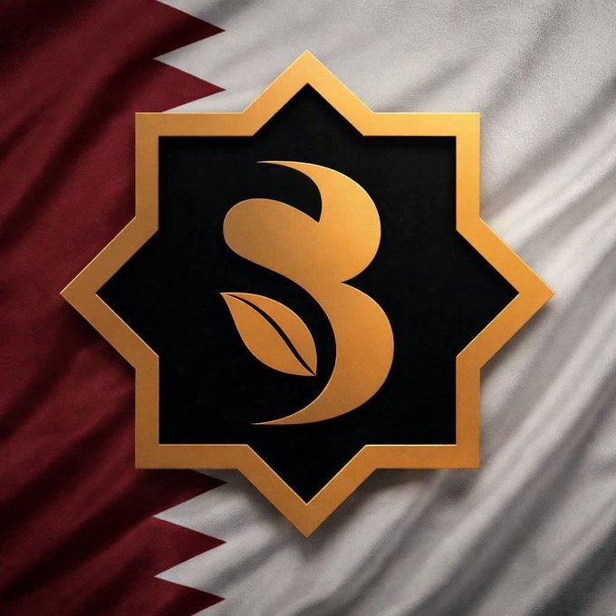 The image displays the SidraChain logo—an eight-pointed gold and black star emblem featuring a stylized "S" with a leaf design—superimposed over the maroon and white flag of Qatar. It visually reinforces the post's clarification by representing SidraChain as an established entity tied to Qatar, separate from QFTH's DemoDay startups.
