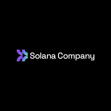 The image displays the Solana Company logo, featuring a gradient purple-and-teal stylized "S" emblem beside the company name on a black background. This branding corresponds to the Nasdaq-listed company referenced in the post, which reported Q2 revenue of $2.5M from staking alongside a $30.3M net loss.