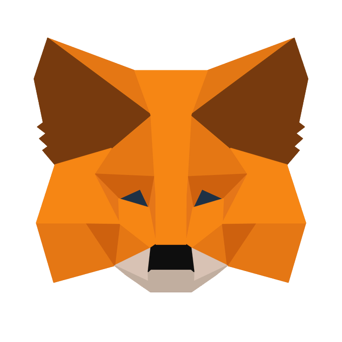 A geometric, low-poly illustration of an orange fox or kitten face with brown ears and a black nose on a white background.
