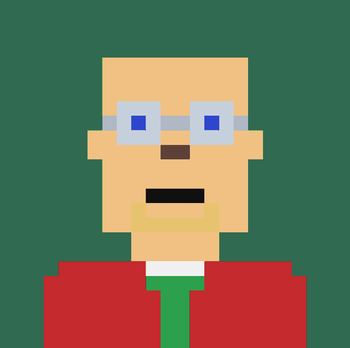 A pixel art avatar of a bald man with blue-tinted glasses and a red shirt is shown, likely representing the user sharing a personal story about a difficult experience with "StonkBroker #2714" and the supportive community response that followed.
