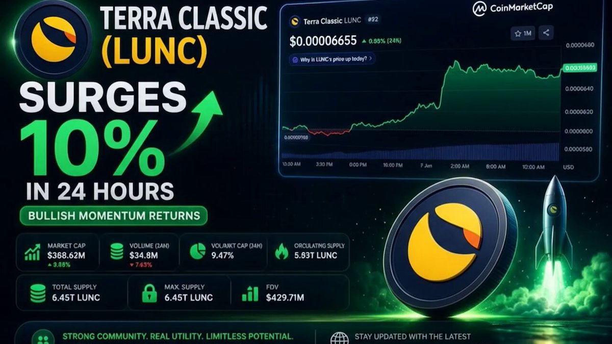 A poster for a cryptocurrency named terra classic (LUNC). It shows a coin icon with an upward arrow pointing at it, and text that says "Retweet if you want $LUNC to remove zero this month". The poster also contains a graphic of a rocket in space, which is surrounded by green clouds. This image could possibly be related to the post on terra market cap.