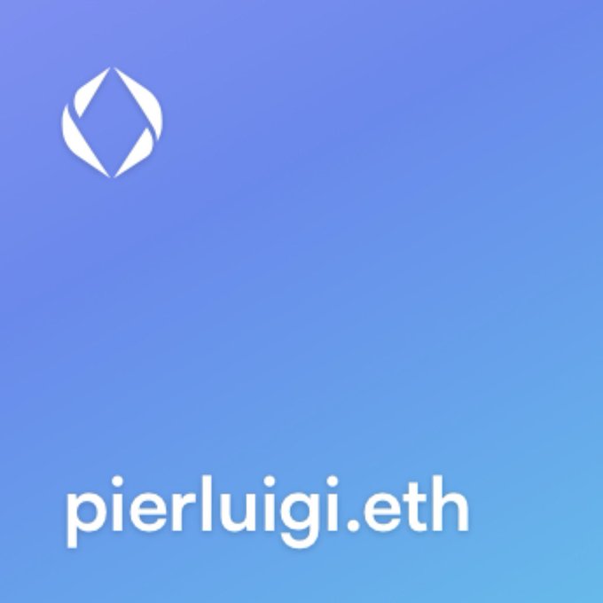 A blue gradient graphic featuring a white logo and the text 'pierluigi.eth' at the bottom.