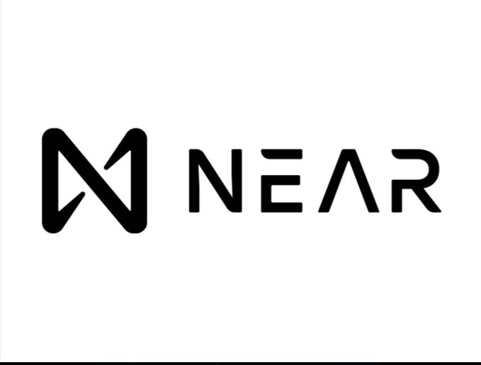 A black logo on a white background featuring a stylized 'N' symbol next to the text "NEAR".