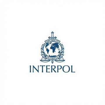 The image displays the INTERPOL logo, featuring a blue emblem with a globe, sword, scales of justice, and the words "OIPC ICPO INTERPOL." It accompanies a post about an INTERPOL-led operation that resulted in over 5,800 arrests and exposed a crypto money-laundering network using cross-chain swaps, with one wallet processing $122.5 million in 10 months.