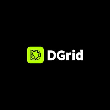 A logo on a black background displays 'DGrid' with a green icon featuring a grid sphere.