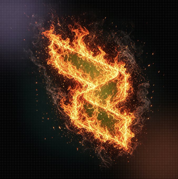 A digital artwork featuring the Zorro 'Z' symbol rendered in flames and fire against a dark background.