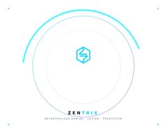 A minimalist graphic with a hexagonal cube icon and the text 'ZENTRIX decentralized oracle casino production'.