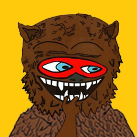 A cartoon illustration of a grinning brown bear wearing a red mask and a red superhero cape, set against a bright yellow background. The fierce, "Bullish Bear" image visually represents the "Big $BEAR $XRP" reference in the post, which combines bullish crypto slang with XRP ticker symbolism.
