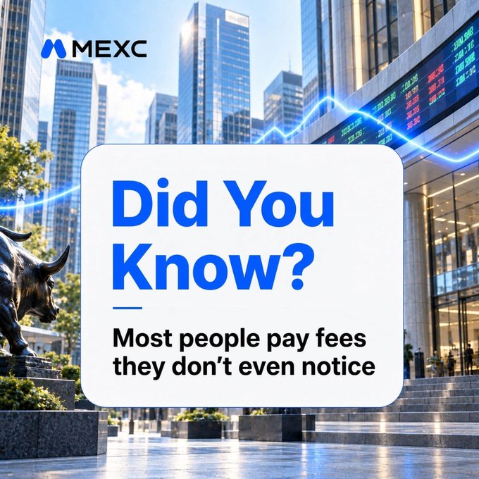 A MEXC cryptocurrency exchange promotional graphic stating 'Did You Know? Most people pay fees they don't even notice' against a city background.