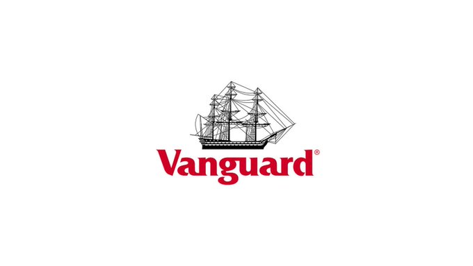 The Vanguard logo features the company's signature tall ship illustration in black above the "Vanguard" name in bold red lettering. This iconic branding aligns with the post announcing that asset management giant Vanguard is expanding into digital assets by hiring a Head of Digital Assets role, relevant to XRP and the broader crypto space.
