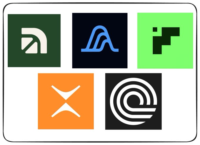 The image displays the logos of five perpetual decentralized exchanges (Perp DEXs): Arcus (green), Variational (black with blue), and three others shown without text labels, presented as options for users to farm during the "Perp DEX season" highlighted in the post.