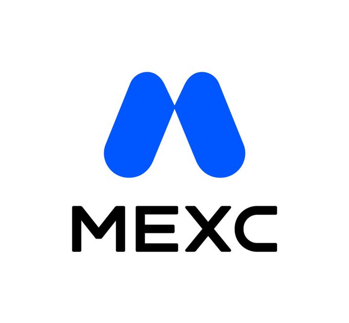 The MEXC logo featuring a blue stylized 'M' above the text 'MEXC' in black on a white background.
