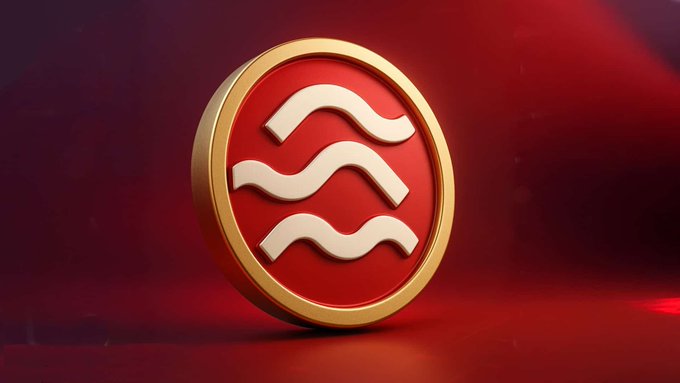 A 3D-rendered Sei Network (SEI) logo coin, featuring its signature wavy symbol in cream on a red circular emblem with a gold border, is displayed against a dramatic red backdrop. The image visually reinforces the post announcing Sei Network's milestone of surpassing $19M in 24-hour trading volume for the $SEI token.